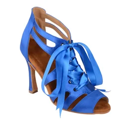 Customized Venus lure Royal Blue Adult Latin Dance Sandals Lace-up Dancing Shoes 10CM Heel