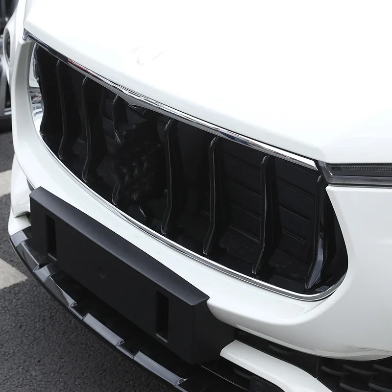 ABS Silver Car Front Griller Trim sticker For Maserati Levante 2016 2017 2018 2019 2020 2021 Car Accessories