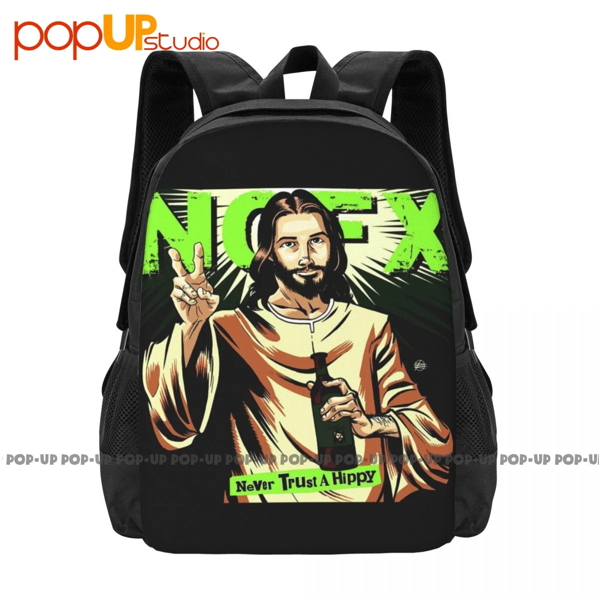 Nofx Never Trust A Hippy Hardcore Punk Rock Band Backpack Large Capacity Fashion Creative Gym Tote Bag Outdoor Running