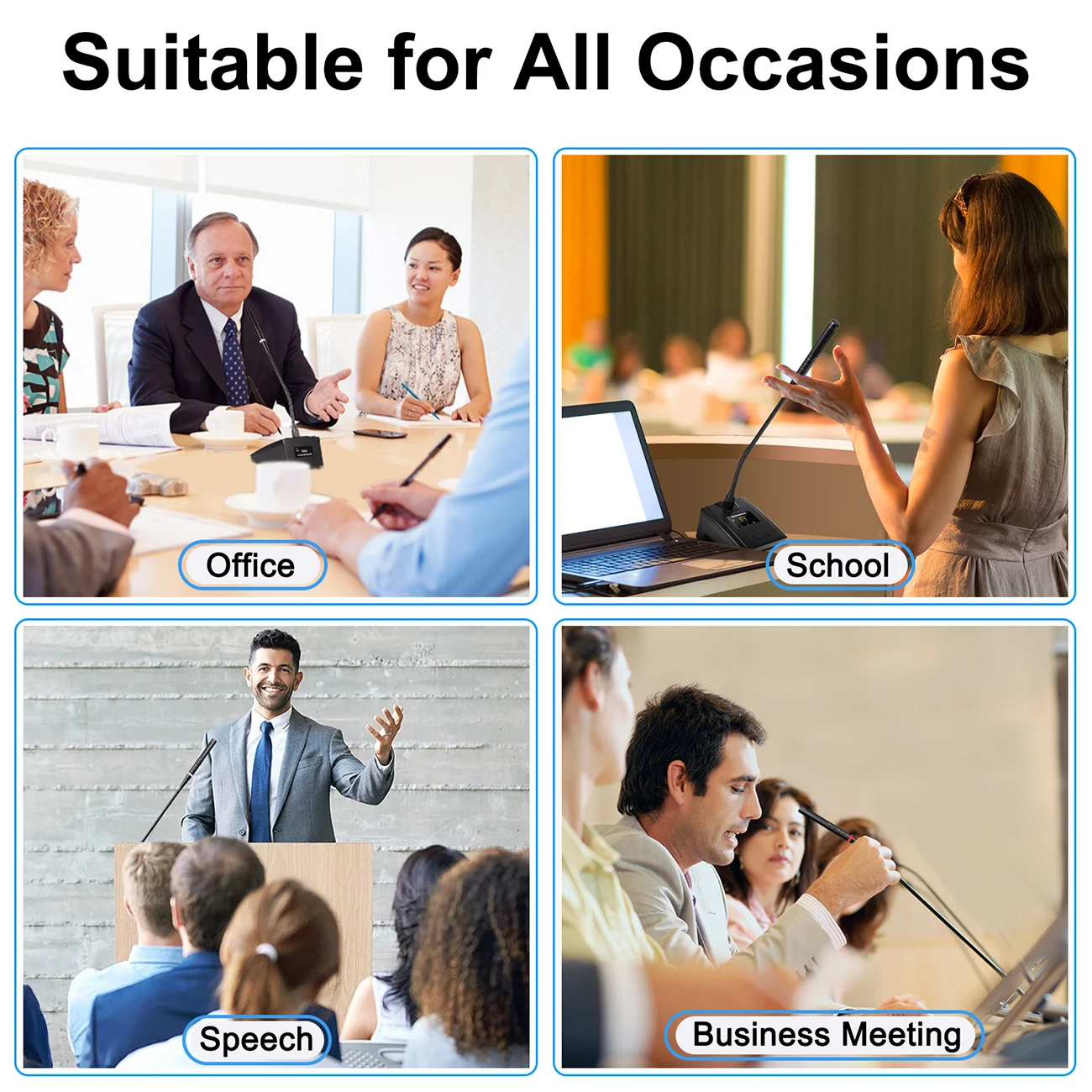 ميكروفون اجتماعات لاسلكي Uhf معقوفة مكثف للمؤتمرات لتعليم الكلام