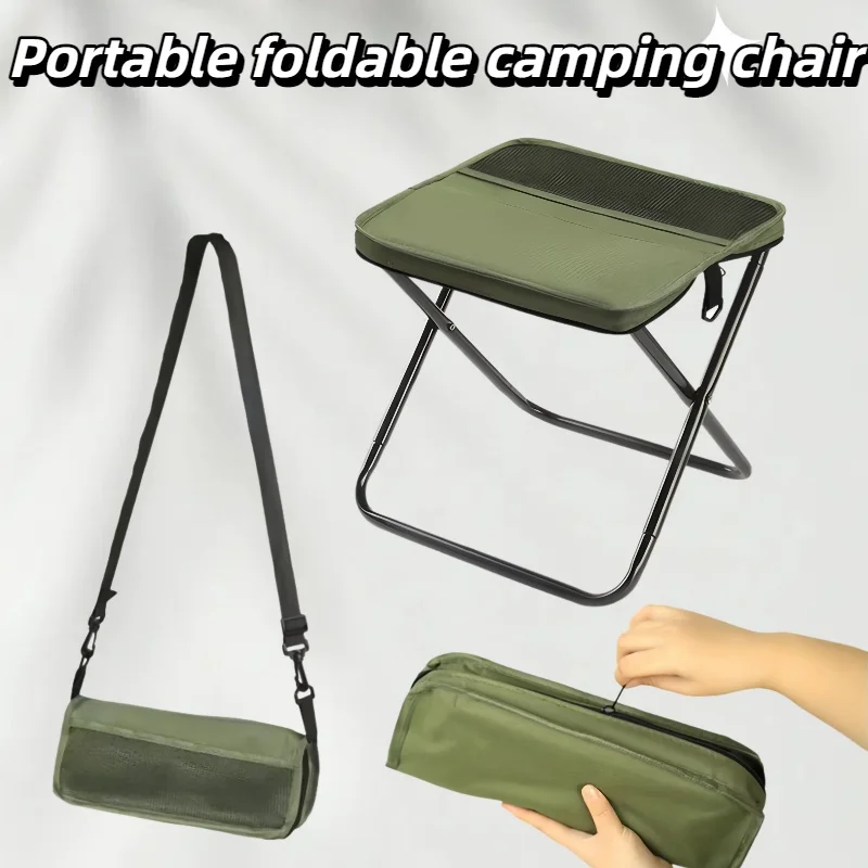 Taburete de mochila plegable portátil, silla de camping compacta y ligera para senderismo, pesca, picnic, viajes y deportes al aire libre