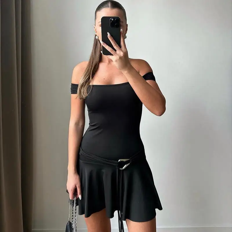 

Женская сексуальная облегающая юбка на одно плечо с рюшами и рюшами, облегающая юбка со средней талией, повседневная деловая одежда из полиэстера