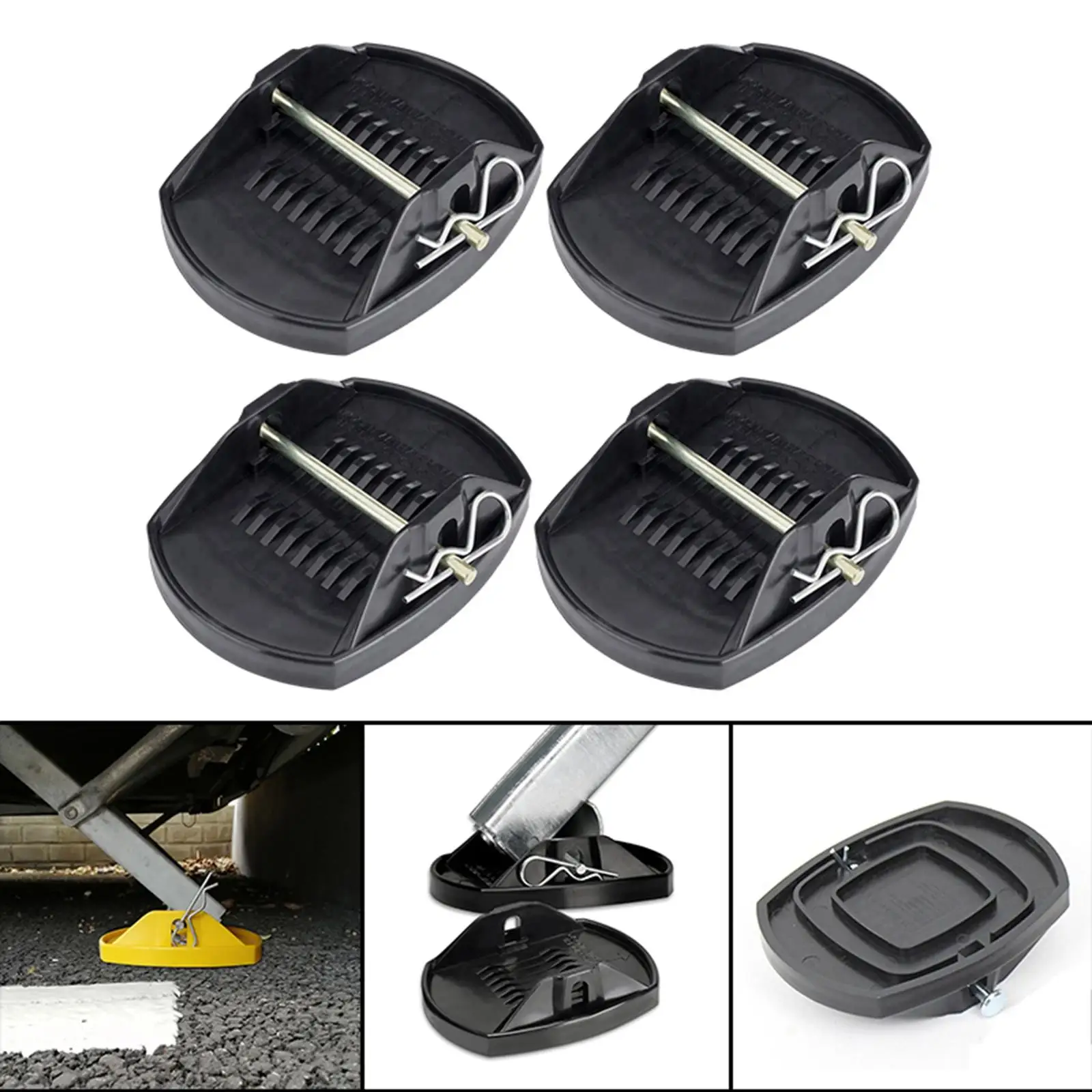 4x Universal Jack Pads Leveller Wheel Foot Leg Support Jacking Lift Pad Support Stand Adapter for Trailers RV