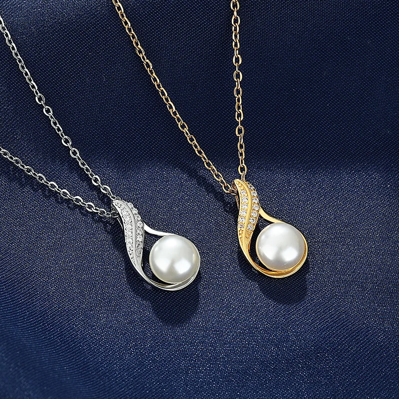 النحاس قلادة مزاجه مع اللؤلؤ قلادة اللؤلؤ المتخصصة تصميم 2024 8-9 مللي متر AAA لؤلؤ المياه العذبة قلادة قلادة الأبيض الطبيعي