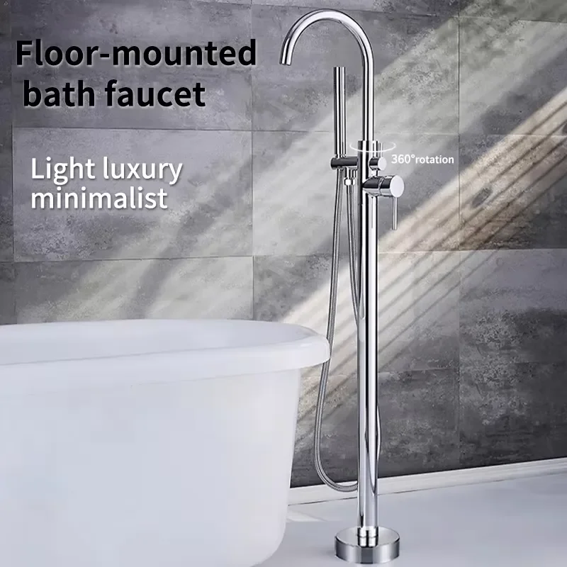 Hot Selling Contemporary Style Freestanding Bath Tub Faucet Shower Set Slide Bar 1 Handle Polished Brass Ceramic Valve Soft