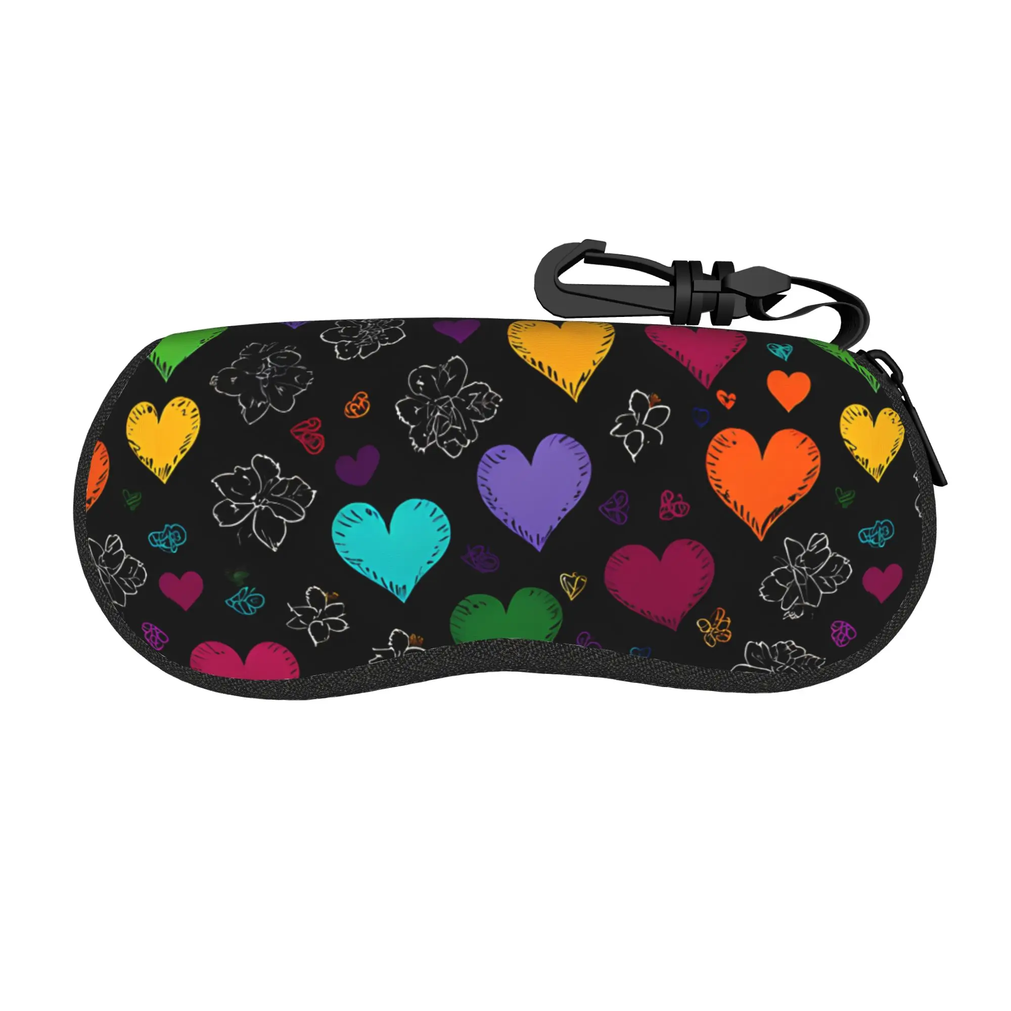 Harajuku Cartoon Glasses Case pink hearts gift for lover Accessories  Zipper  Sunglasses Protector Cartoon Eye Contacts Case