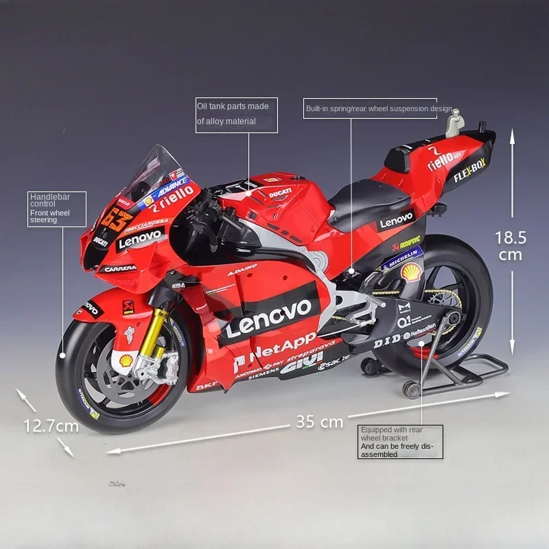 Maisto 1/6 2022 Racing Ducati Lenovo Team Motorcycle Car Simulation Alloy Car Model #63 Franceeco Bagnaia Moto GP