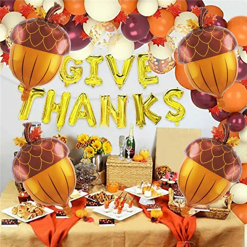 10 шт. воздушные шары с желудью, фольгированные осенние воздушные шары с желудью для детского душа, украшения для дня рождения, осень, Дня благодарения