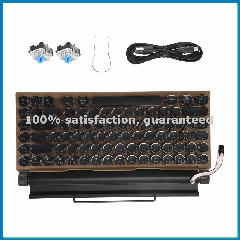 

Retro Typewriter Keyboard Wireless Bluetooth Mechanical Keyboards 83 Keys Computer Keyboard for Laptop PC Gaming-A12I