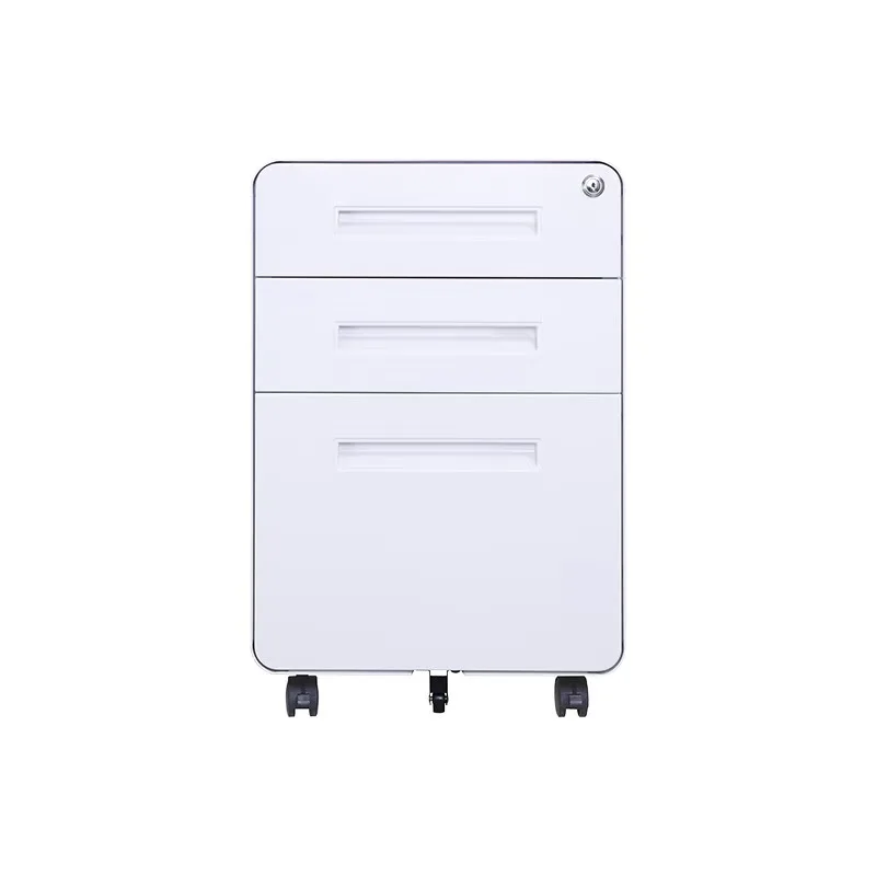 White 3 Drawer Pedestal Under The Desk Lockable Storage Furniture Steel Office Metal Mobile Filing Cabinet Have Seat