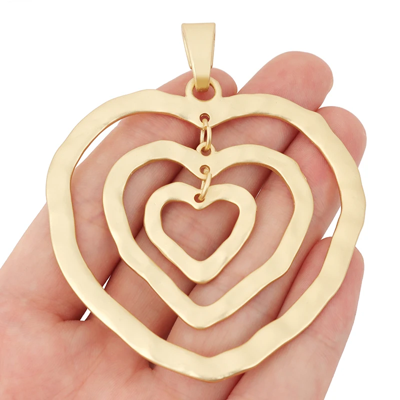 

1 x Matte Gold Color Large Hollow Open Love Hearts Charms Pendants for Necklace Jewelry Making Finding Accessories