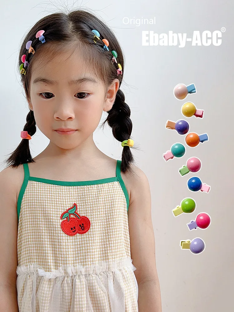 Hair Clips Hair Ties Candy Color Heart Elastic Pom Pom Baby Girls Toddler Gentle Grip Non Slip Daily Party Travel