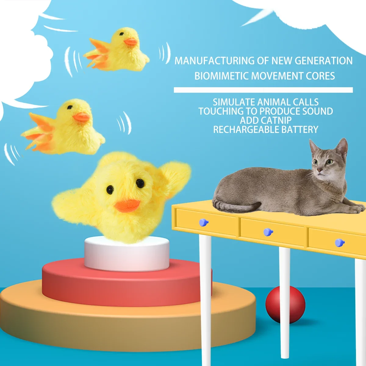 

Flapping Duck Cat Toys Interactive Electric Bird Toys Washable Cat Plush Toy With Catnip Vibration Sensor Cats Game Toy Kitten