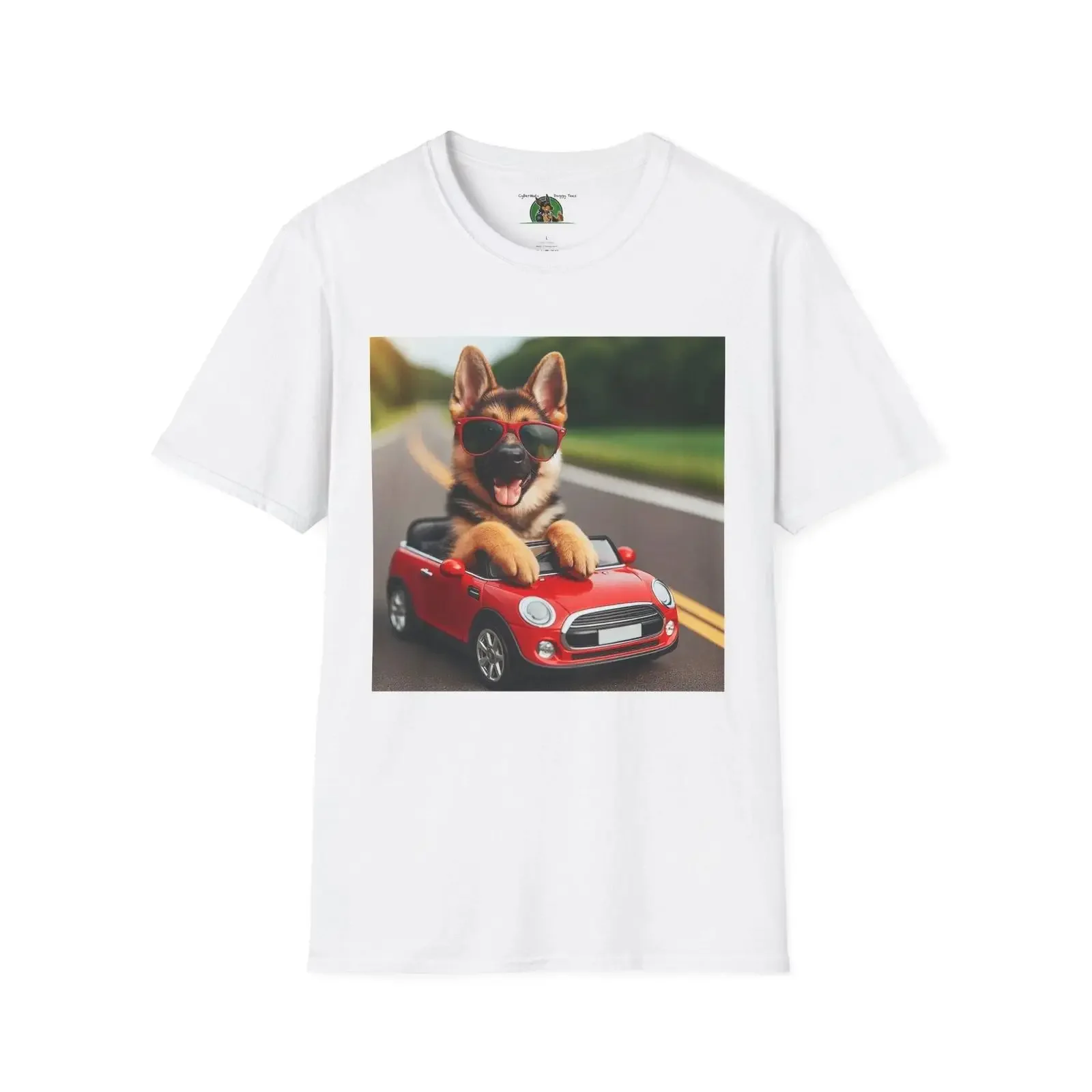 German Shepherd in a Wacky Little Car vintage Washed Comfortable Unisex Versatile fashion designer clothes Slightly