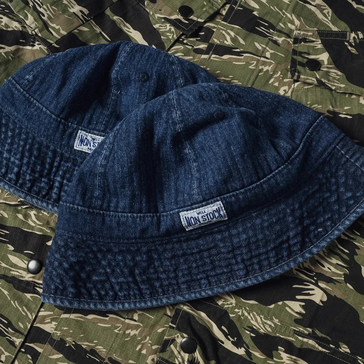 Non Stock HBT Denim Bucket Hat Blue Sun Protection Dome Fisherman Cap Every Day