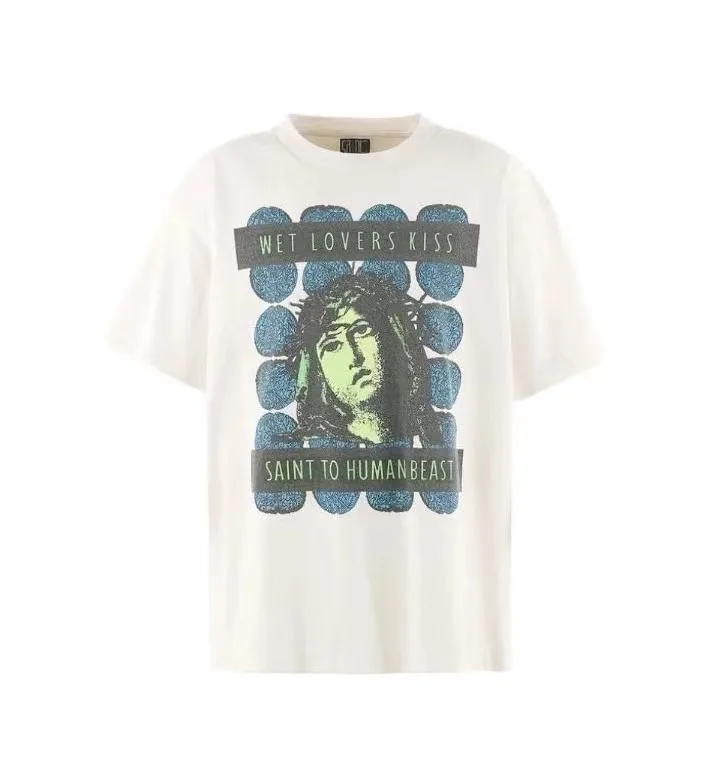 

Saint Vintage Japanese trendy Clothing Print Washing Aging short-sleeved shirt