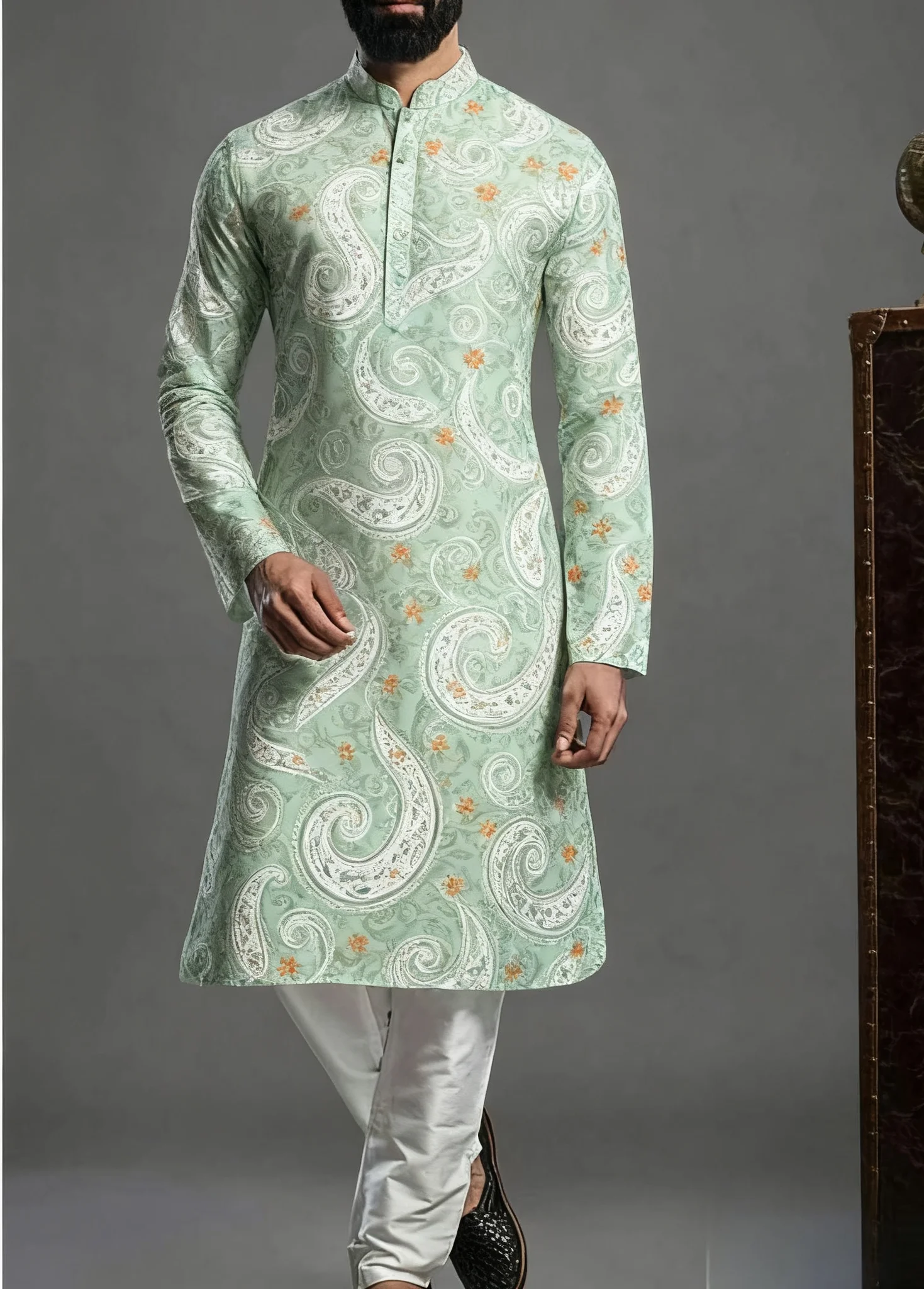2026Kurt Men's Digital Printed Patterns with Multiple kurta vardha Fashionable Casual Fit Regular Robe Suitable for All Occasion