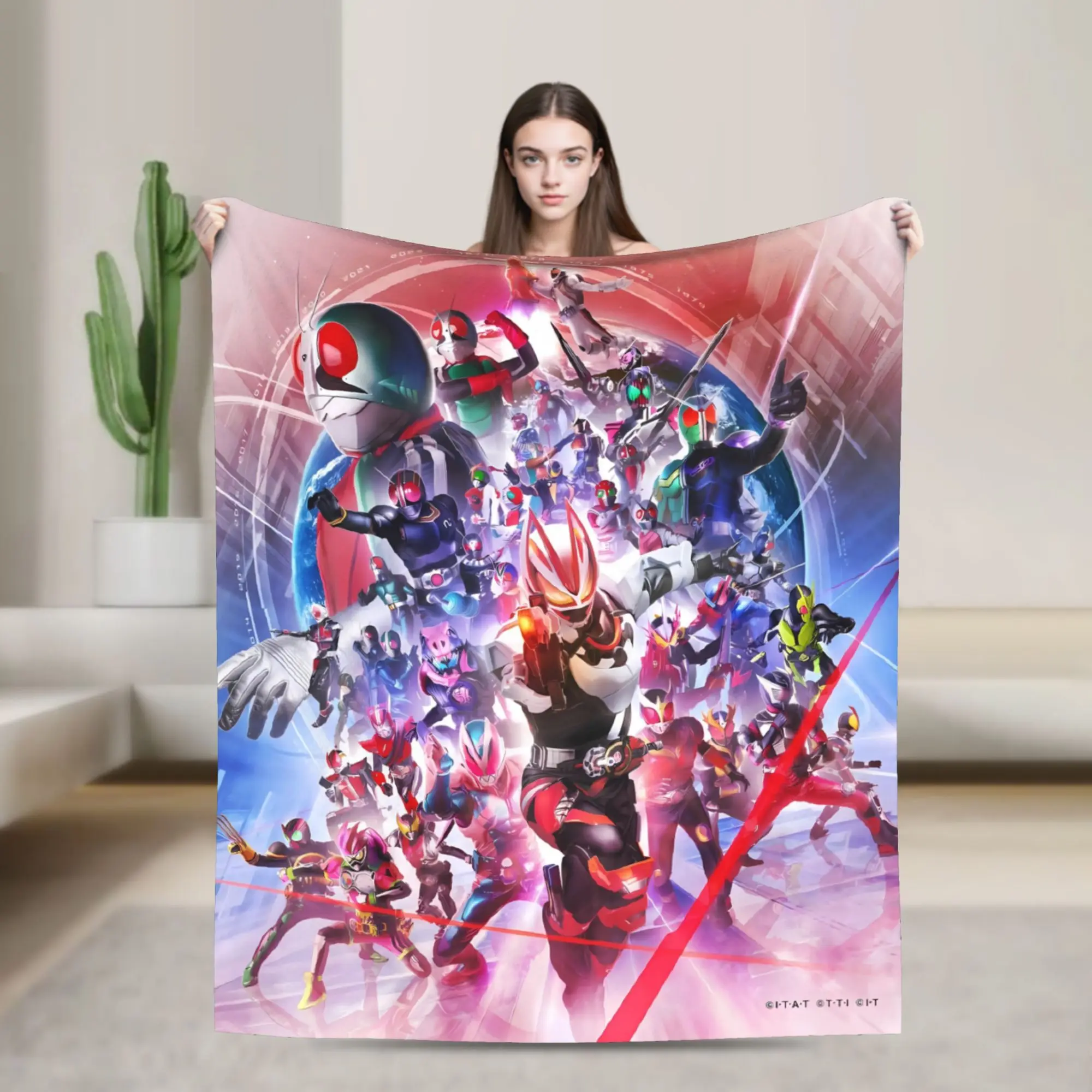 Dynamic Battle Scene Kamen Rider Manga Blankets Quality Soft Warm  Throw Blanket Spring Camping Couch Chair Graphic Bedspread