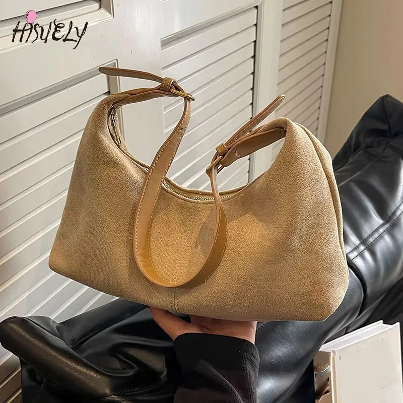 

Causal Velvet Handbag Purse for Women 2025 Suede Shoulder Crossbody Bags Female Luxury Designer Clutch Ladies Crescent Hobo Bag