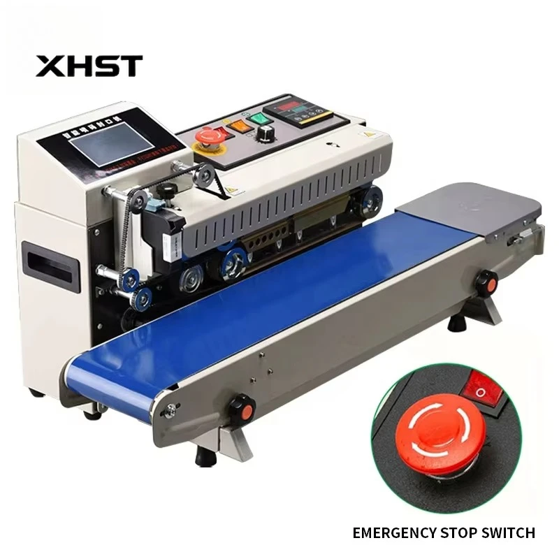 

FR-1600 Commercial Continuous Band Sealer Food Snack Package Plastic Aluminum Foil Bag Printing Date Heat Inkjet Sealing Machine