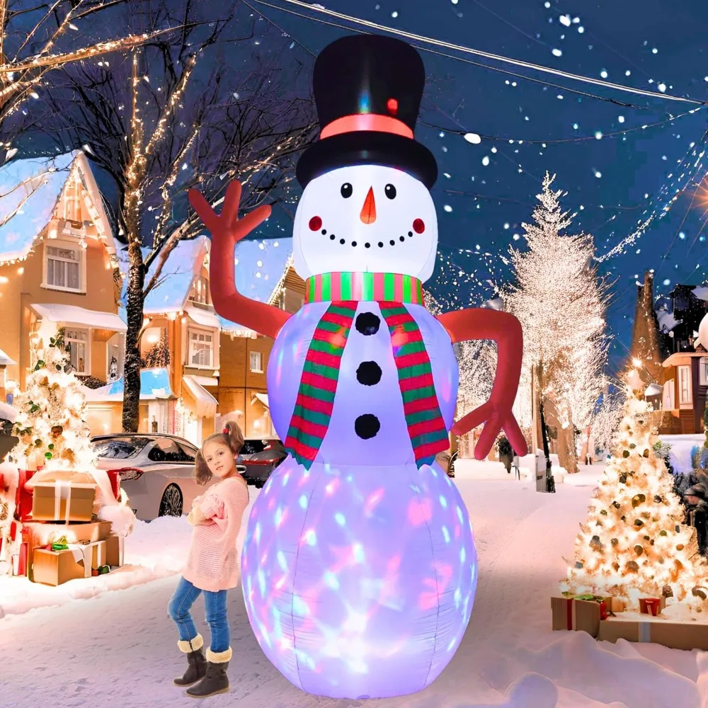 

12FT Inflatable Snowman Outdoor Decoration, Christmas Blow Up Yard Decorations, Built-in Disco Lights Inflatables Xmas Holid