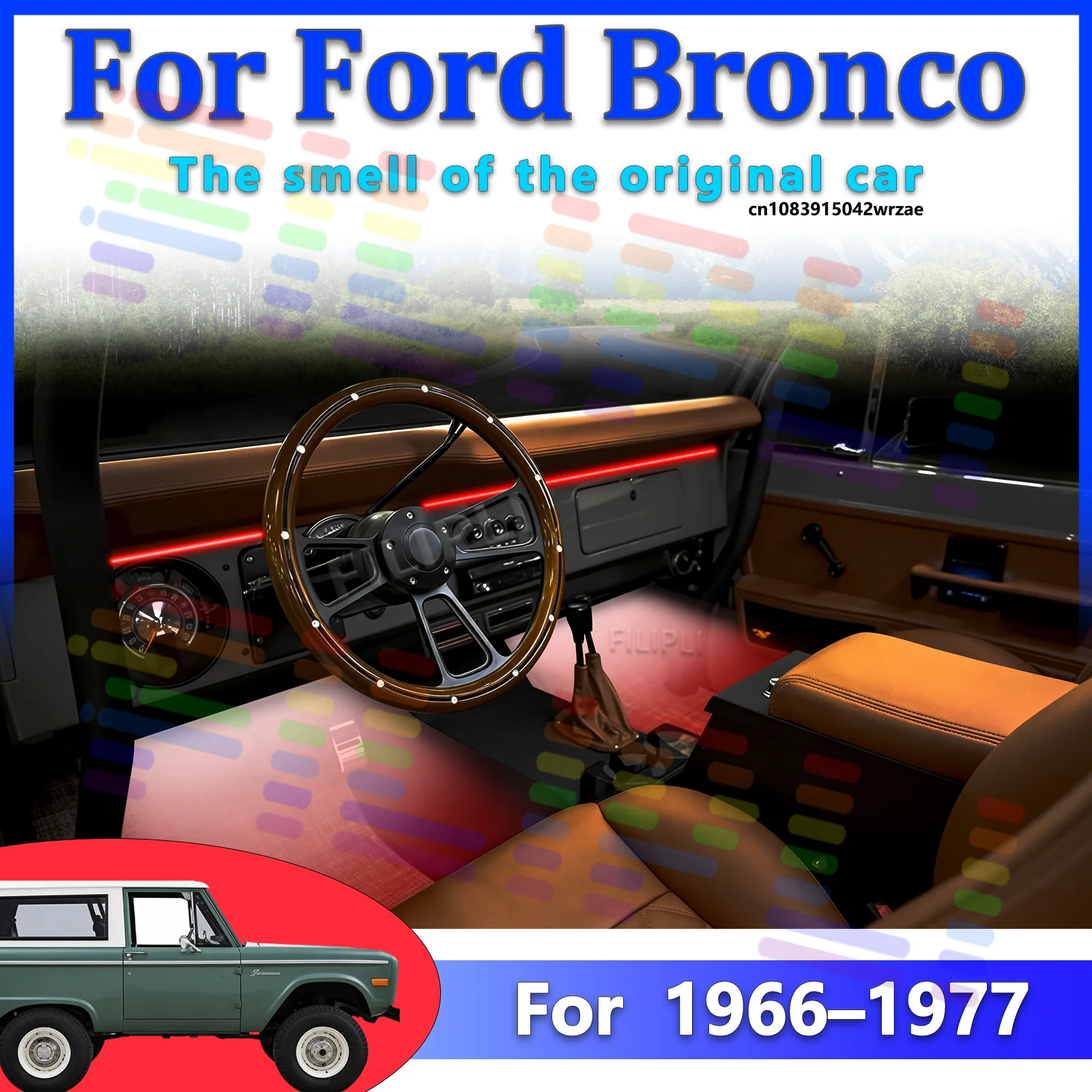 For Ford Bronco 1966-1977 Car LED Ambient Lamps Colorful Atmosphere Lights Auto Interior Neon Strip App Control 64 RGB Light