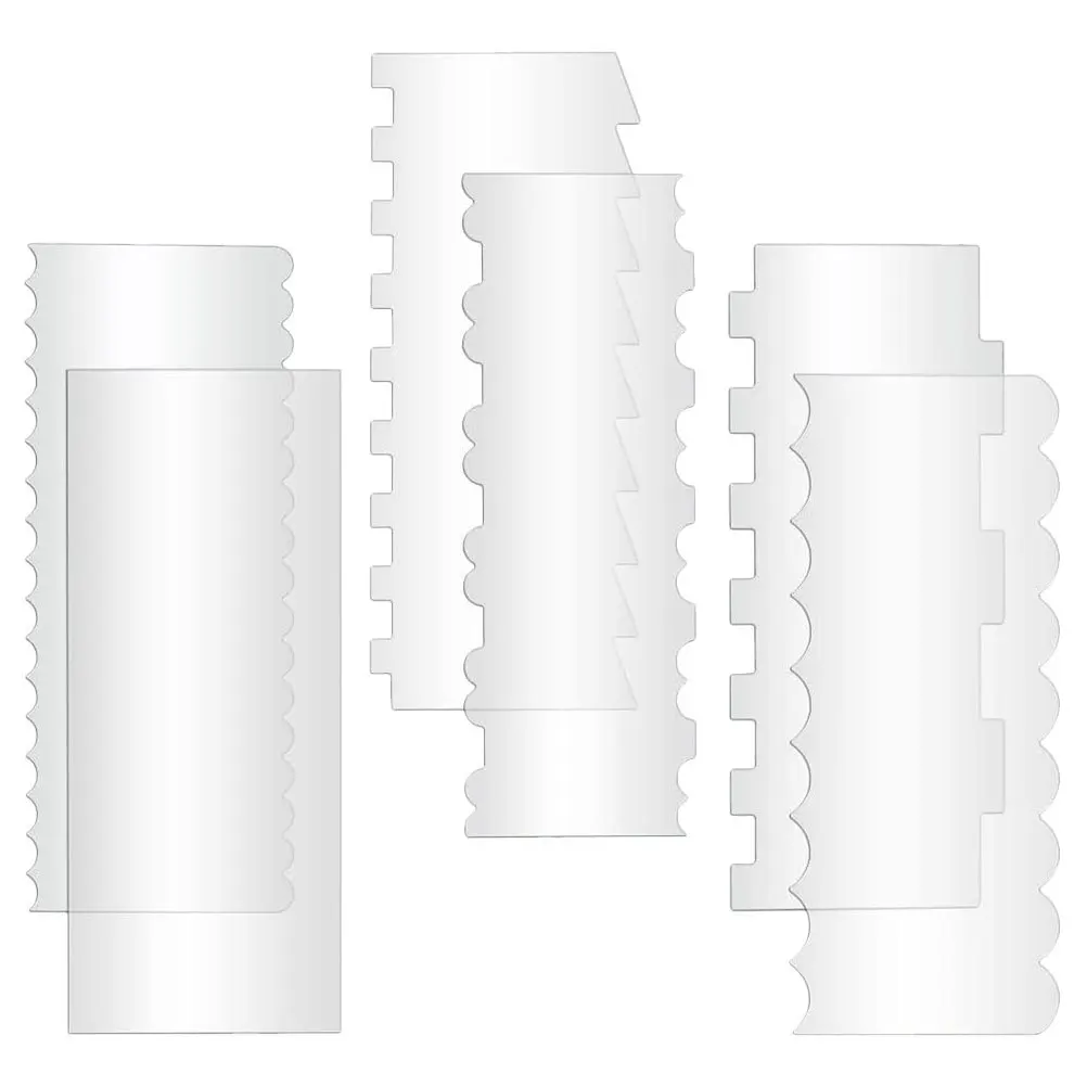 

6Pcs Cake Scraper Set Acrylic Premium Baking Tool for Smoothing Icing and Decorating Cakes Cake Cream Smoother Spatula Frosting