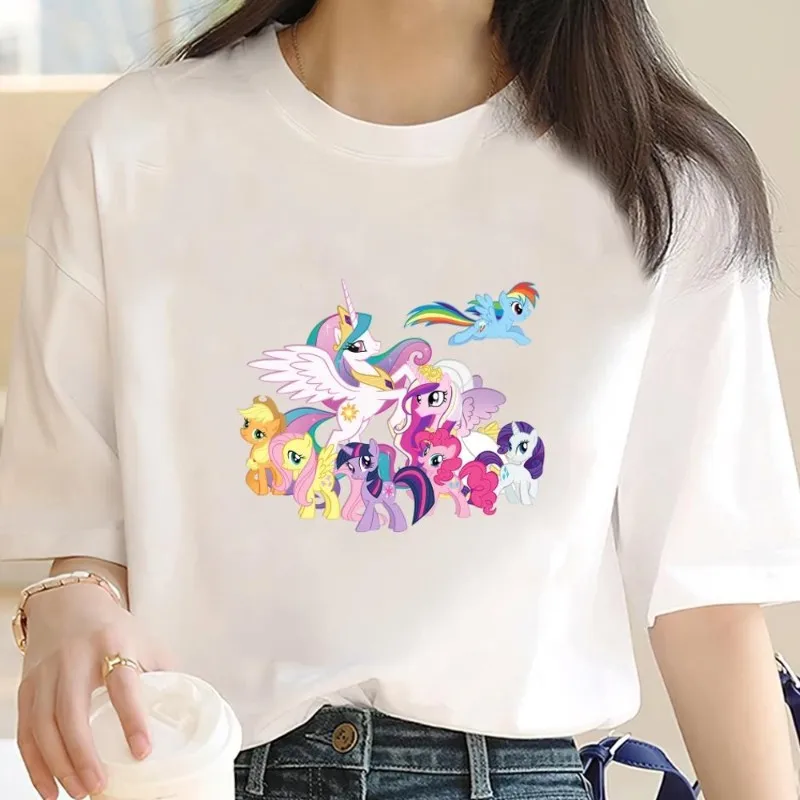 Cartoon My L-Little P-Pony Lovely T Shirt Men Couple Combination Women Clothes Short Sleeve Collar Fashion Cotto