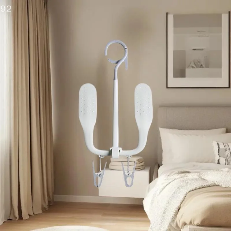 رف تجفيف الأحذية الدوار ذو الخطاف المزدوج للاستخدام المنزلي - حل مثالي مقاوم للرياح