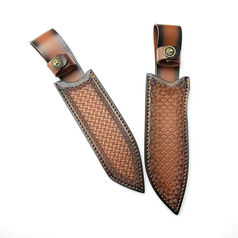 Top-grain Cowhide Large Size Fixed Blade Sheath for Outdoor Straight Knife Storage Durable Secure Hold