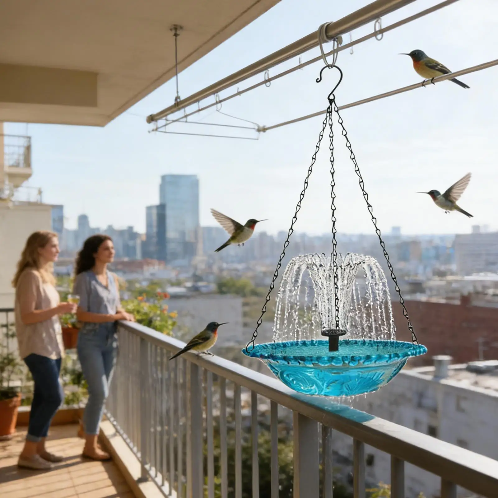 Bird Bath Water Fountain 2 In 1 Hangable Cascading Outside Birdbath Fountain For Patio For Garden Yard Balcony Landscaping
