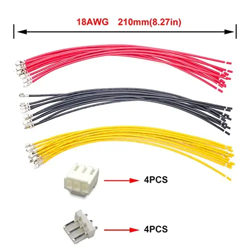 Conector Jst VH de 3 pines, 3,96 MM, 4 juegos con 12 piezas, 210MM, 18awg, cable jst-vh, Conector de 3 pines