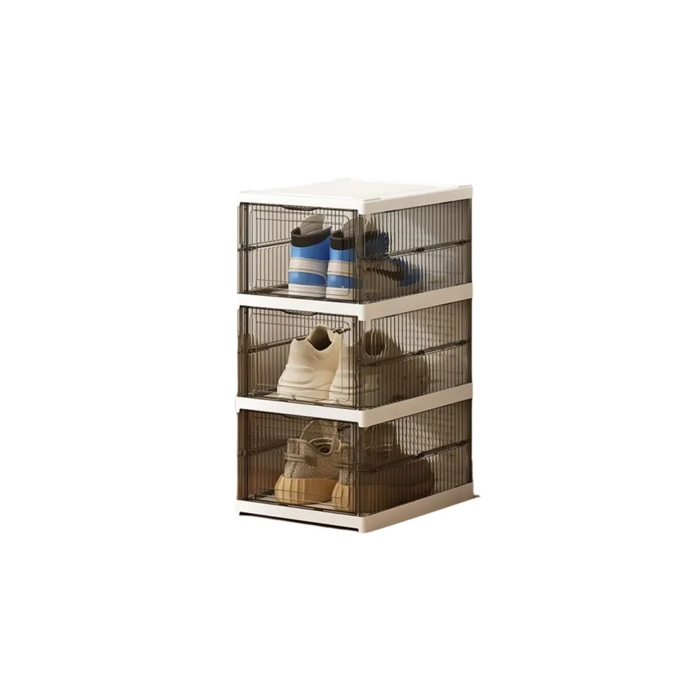 

Durable Plastic Multi Layer Shoe Box Transparent Stackable Foldable Shoe Box with Lid Dustproof Shoe Rack Dormitory