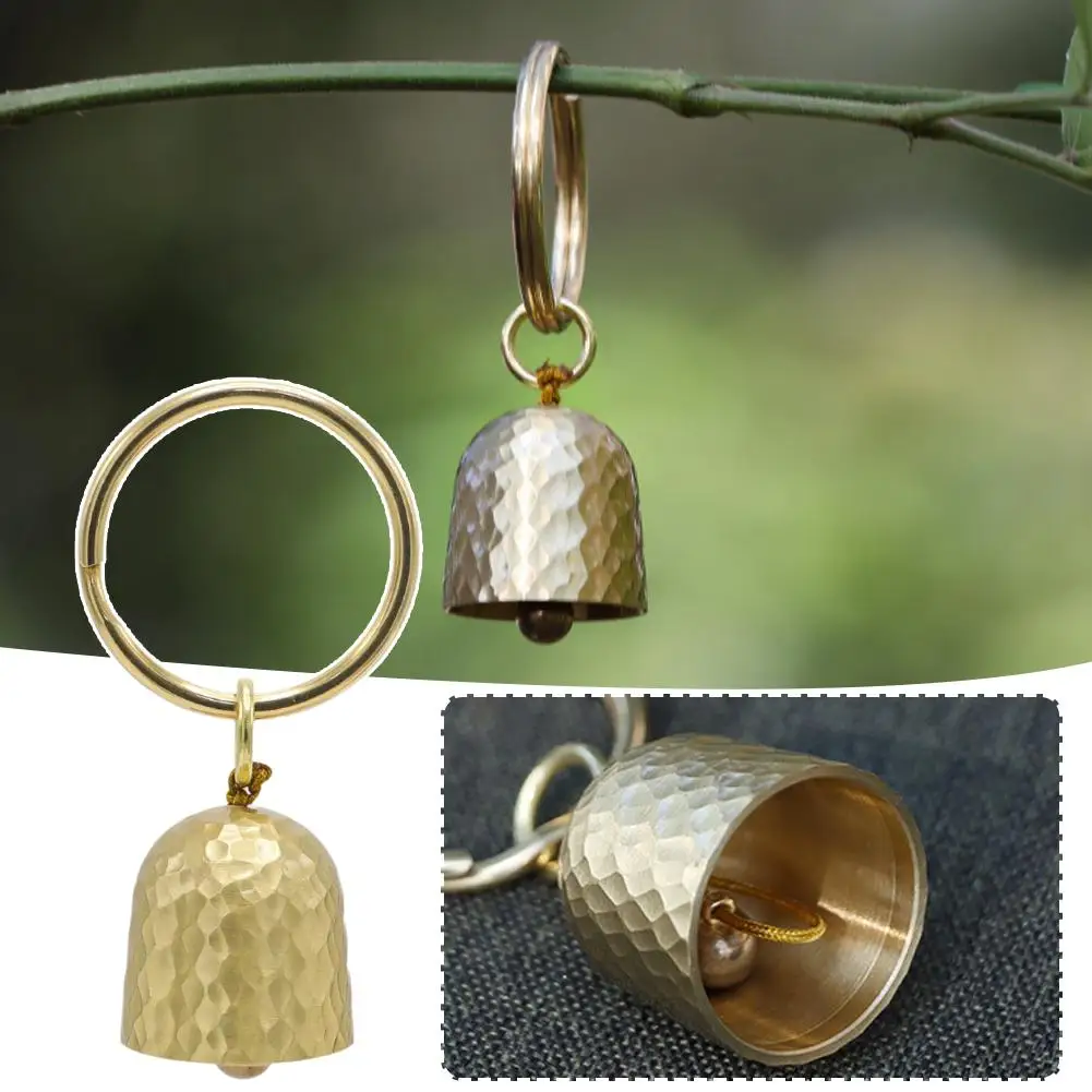 Brass Key Chain Bell Outdoor Brass Wind Chime Exquisite Bell Pendants Hanging Keyring Decoration For Camping Hiking M7S2