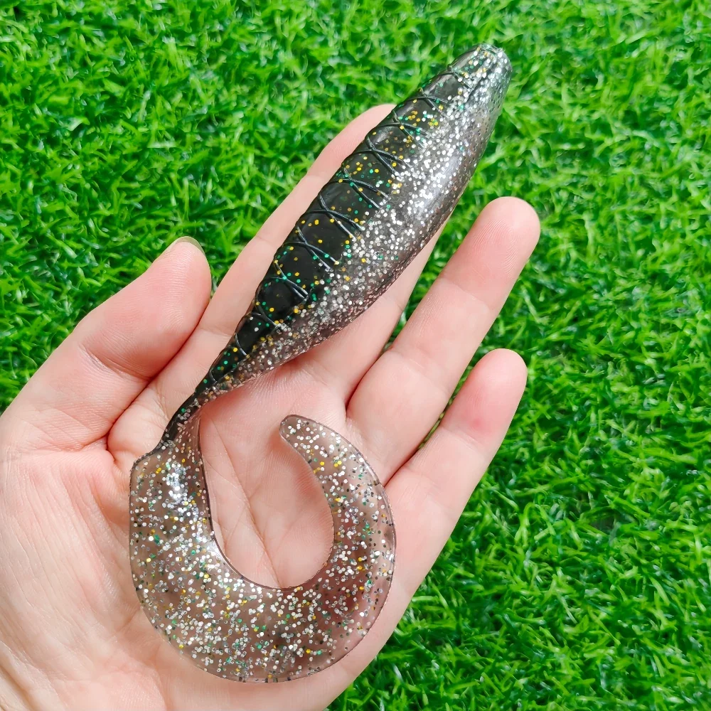 3 uds. De cola de rollo de simulación de PVC de alta elasticidad, cebo suave, señuelo, accesorios de grupo de pesca adecuados para lubina/trocha/pez de perro/ jirafa - imagen 3