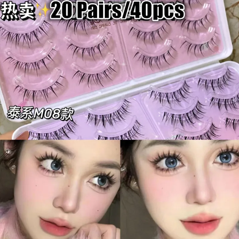 Pestañas postizas de Manga gruesa Natural, pestañas reutilizables de tira larga completa, maquillaje Wispy, herramientas de extensión de belleza, 20 pares