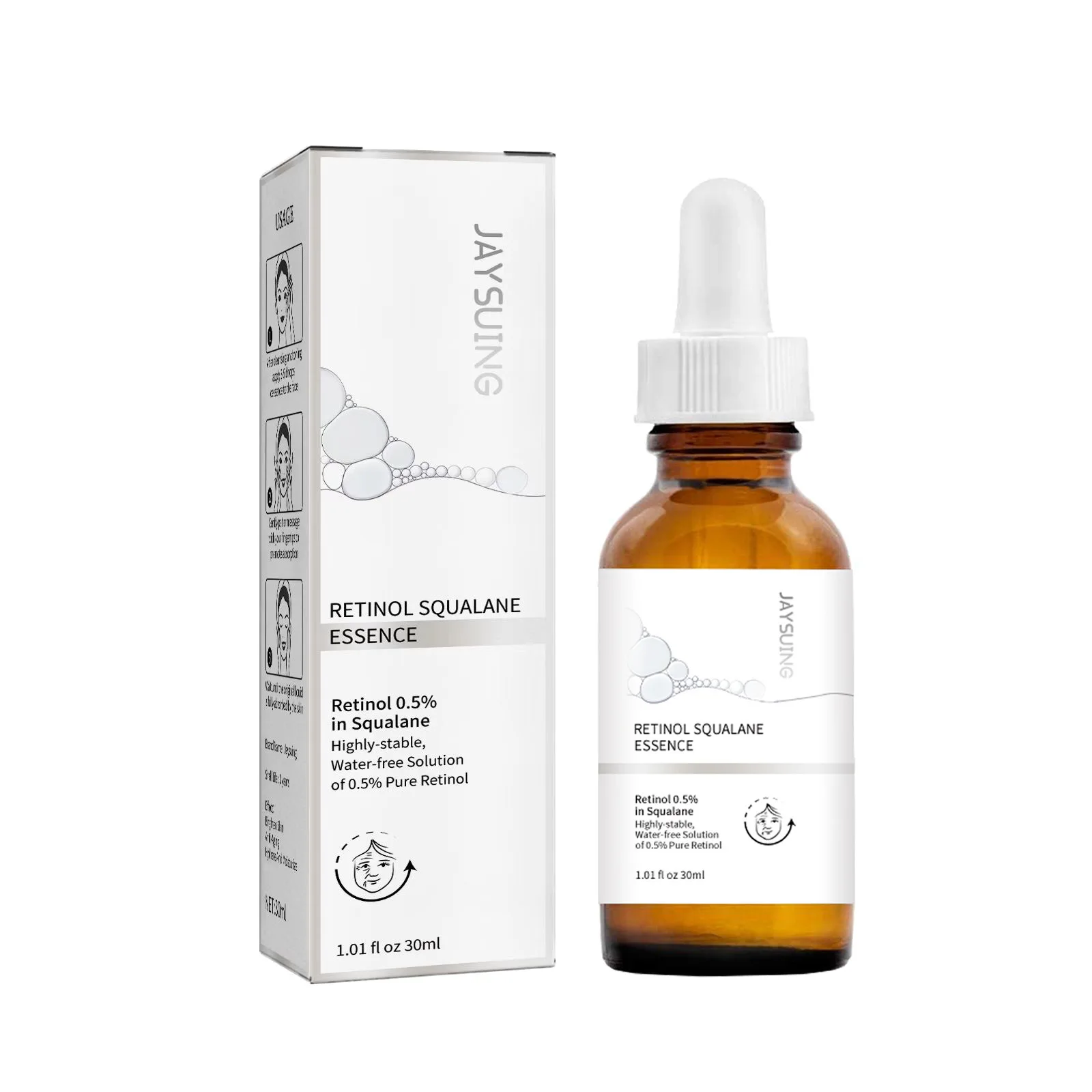 Retinol Squalane Facial Essence, Light Wrinkle Resistance and Compact Spring and Fine Pores, Repair Sebum Barrier, 30ml