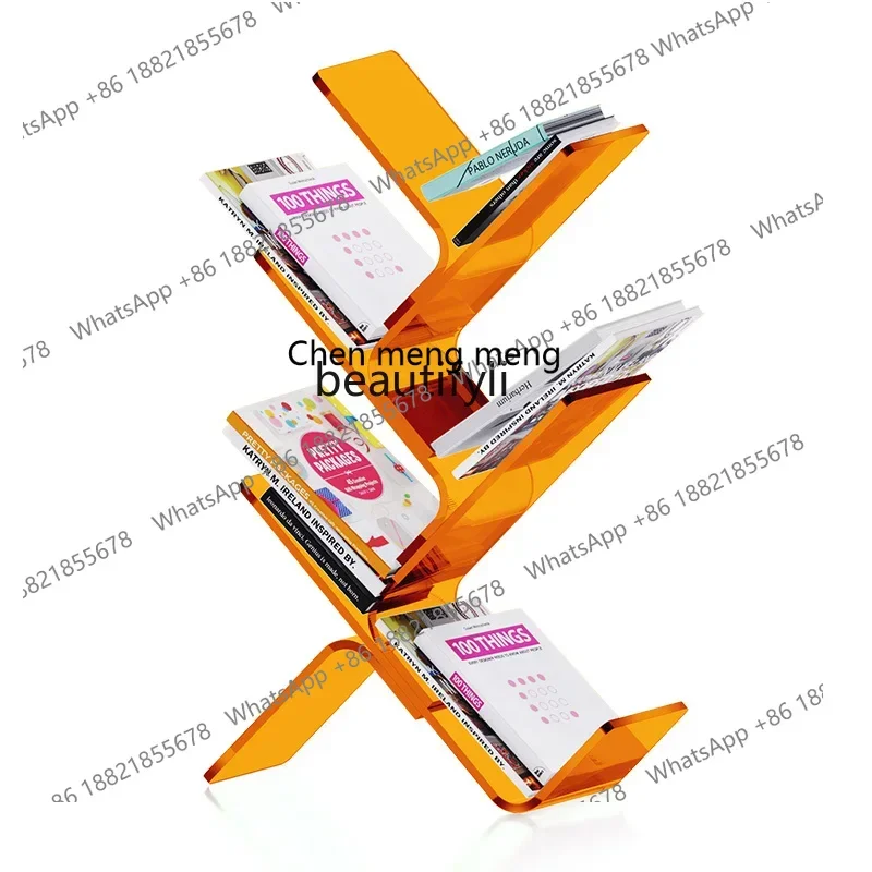 

New style Acrylic Tree-Shaped Bookshelf Reading Rack Simple Home Storage Floor Shelf ss 7304