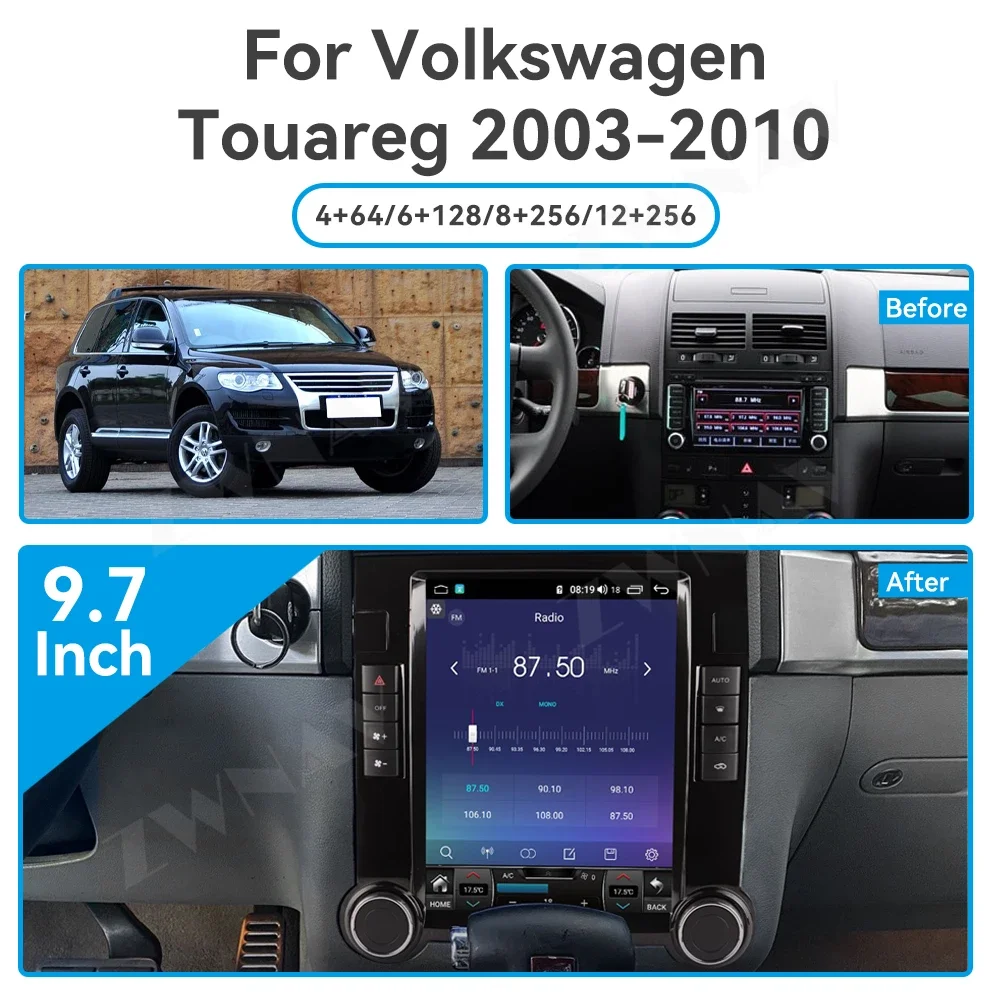 9,7-calowe radio samochodowe z Androidem dla Volkswagen Touareg 2003 2004 2005 2006 2007 2008 2009 2010 Nawigacja samochodowa GPS Carplay Jednostka główna