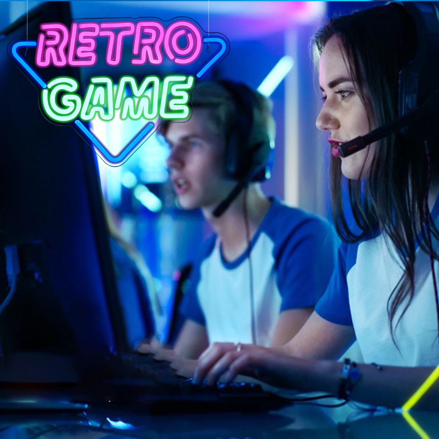 Imagem -06 - Retro Game Neon Signs Luzes Led Coloridas Wall Decor Alimentado por Usb Decoração do Quarto Gamer Boys Room Gaming Zone Lamp