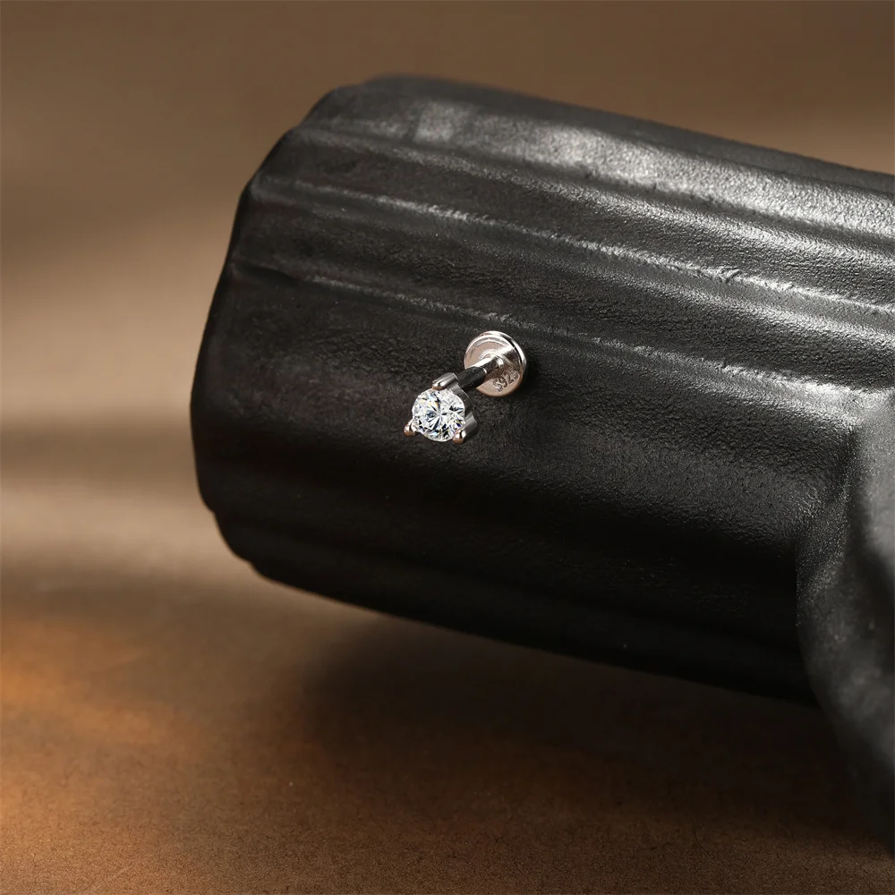 ROXI Moissanit 925 Sterling Silber Geometrischer Quasten-Ohrstecker für Damen, flacher Rücken, Helix-Blumenanhänger, edler Schmuck – Detail 12