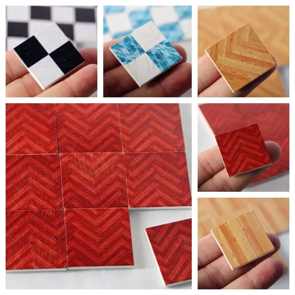 9pcs/set Pretend Play 1:6/1:12 Doll House Furniture Square Doll House Accessories Miniature Ceramic Tile Wood Block