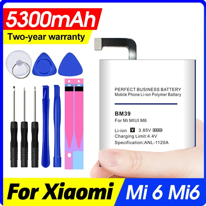 Bm39 Battery for Xiaomi Mi 6 Mi6 5300mah High Capacity Phone Batterie Retail Package Free Tools in Stock