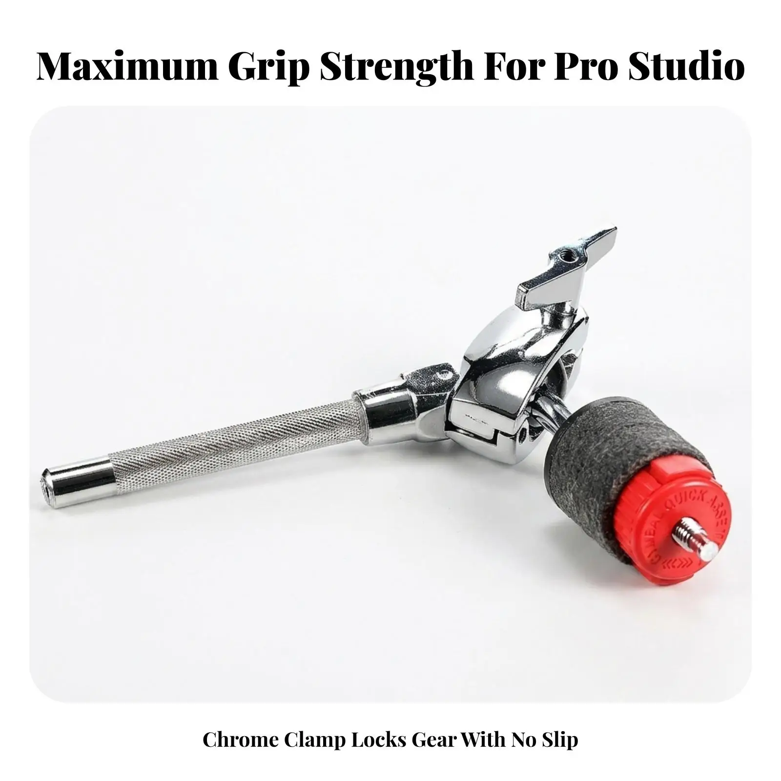 Metal Drum Kit Extension Clip for Mounting Additional Cymbals to Existing Stand with Protective Felt Sleeve