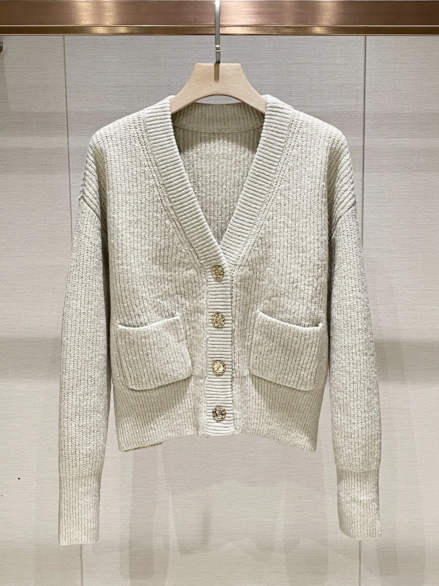 

Ele Knitted Sweater V-Ne Long Sve Vintage Single Button Women's Top Casual Commute Sle Comfortable Breathable