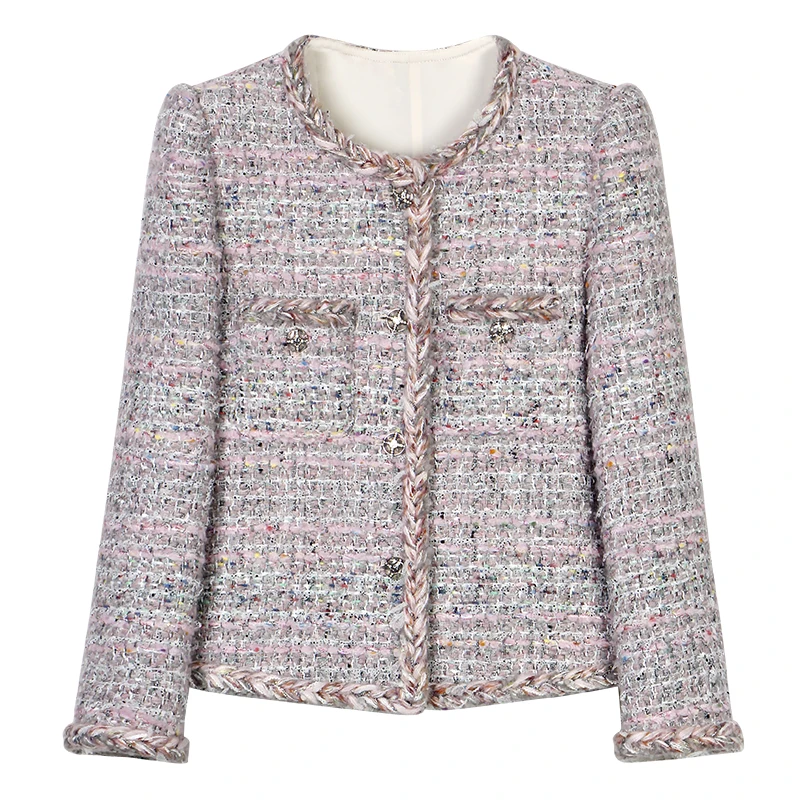 

2025 New Dopamine Strolling Flower Sea Colorful and Fun Vibrant Butterfly Yarn Fashionable Temperament Tweed Jacket
