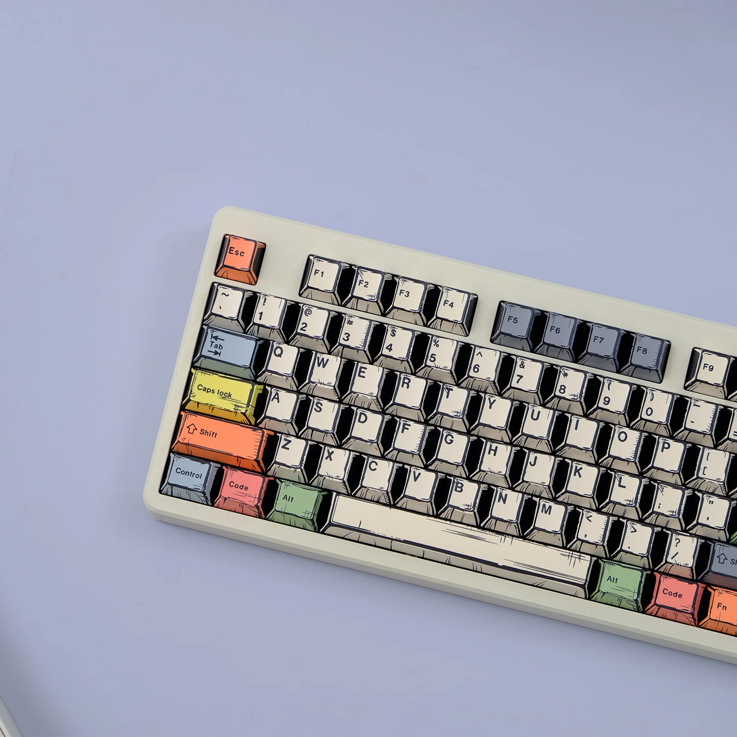 

Comic Style GMK Canvas Keycaps Dye Sub Keycap Cherry PBT For Mechanical Keyboard 75% Color Key Caps Minimalism Retro Custom DIY