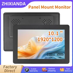 Zhixianda 10.1 Inch 1920*1200 HD Industrial Grade Panel Mount LCD Capacitive Resistive Touch Screen Display Embedded Monitor