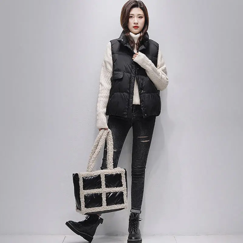 Autumn and Winter Vest Vest for Women Down Outerwear Stylish Popular Fashion Waistcoat Loose Stand Collar Keep Warm Comfortable