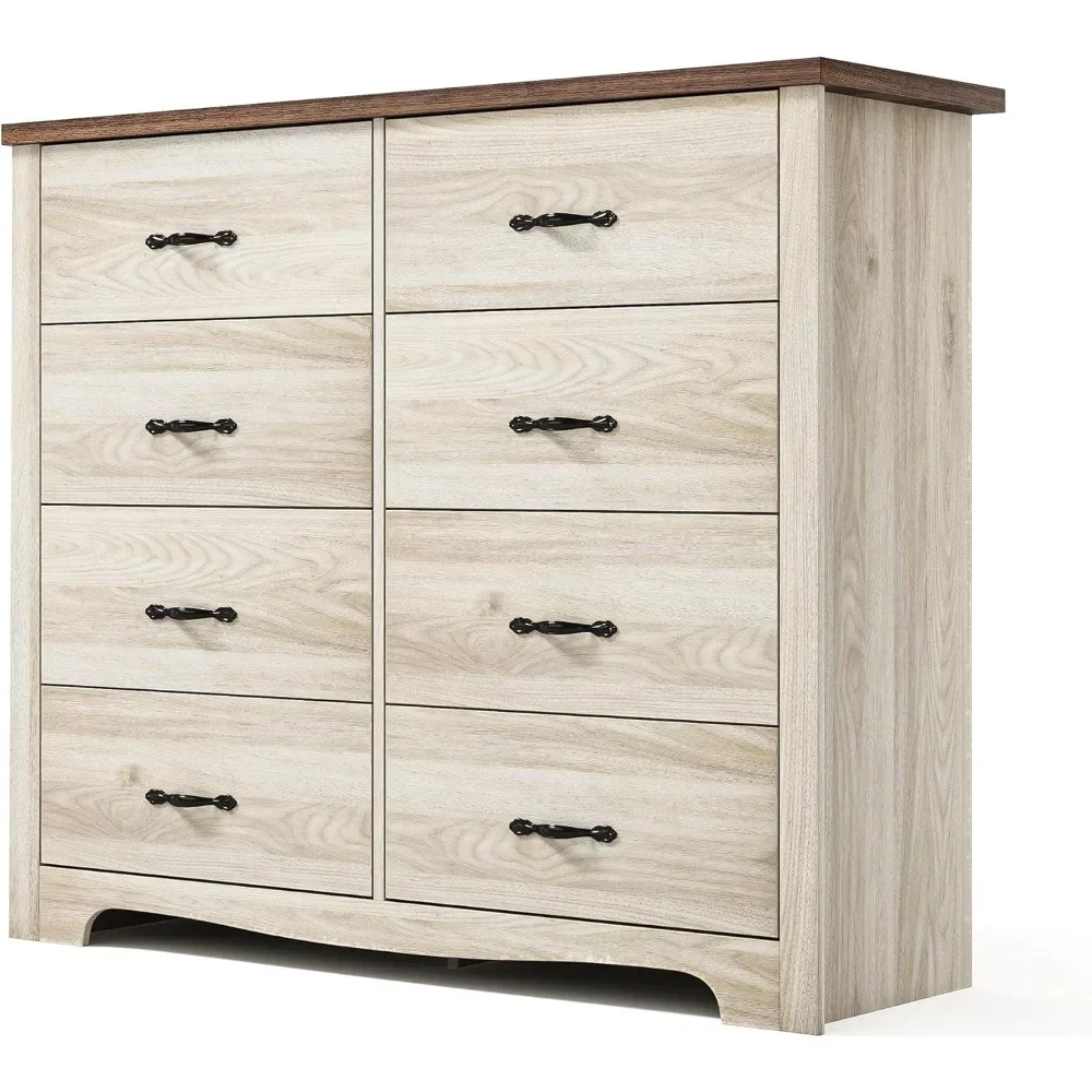 8 Drawers Dresser for Bedroom, Wood Modern Dresser Drawer Chest, Tall Dresser for Living Room, Closet, Hallway